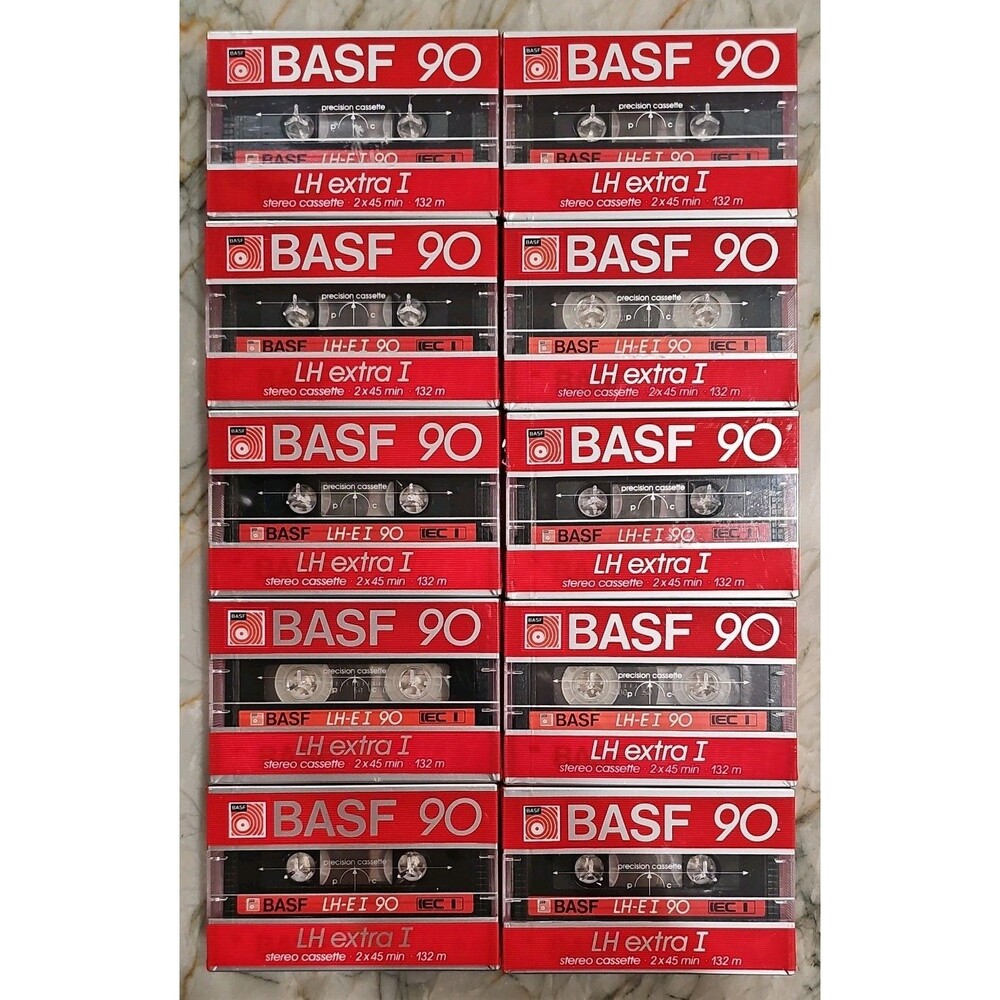 Qty 10 individual - BASF 90 LH-EI Cassette Tapes LH Extra I, Sealed Made In USA